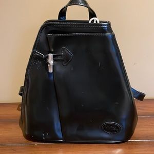 Longchamp Leather Backpack Black Authentic Minor Wear Ladies Handbag Roseau